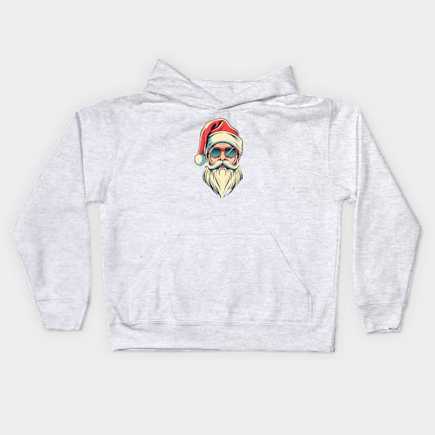 santa claus with glasses Kids Hoodie by Aldrvnd